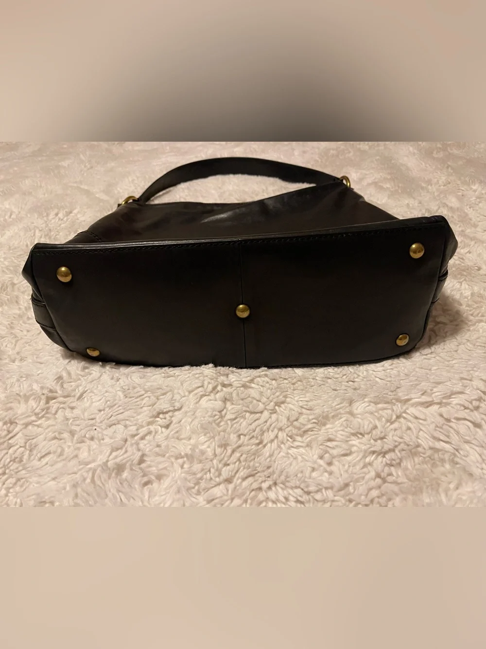 Frye Paige Black Leather Slouchy Hobo Shoulder Bag Handbag Brass Hardware